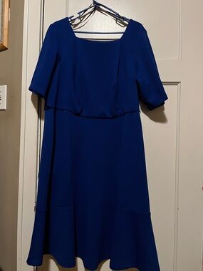 R&K Cobalt Blue Square-Neck Midi Dress